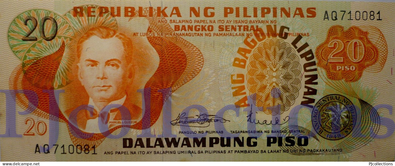 PHILIPPINES 20 PISO 1970 PICK 155a UNC W/SMALL STAINS - Philippinen