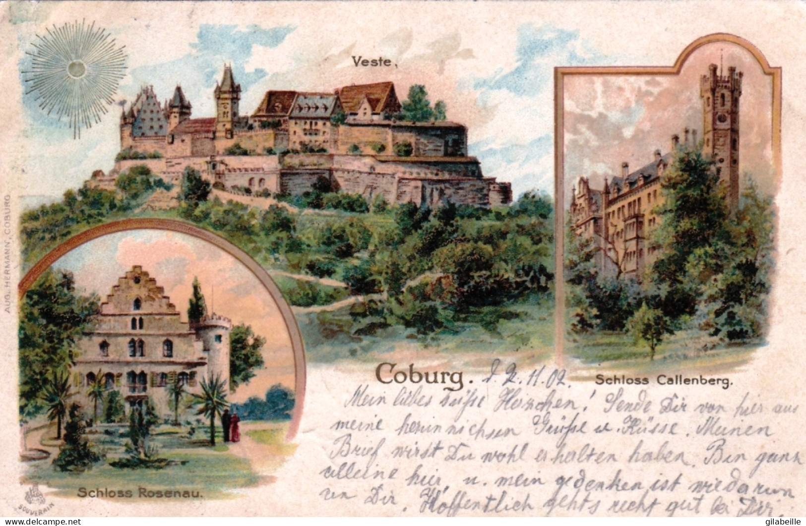 Deutschland - COBURG - Veste- Schloss Callenberg - Schloss Rosenau - Litho 1902 - Coburg