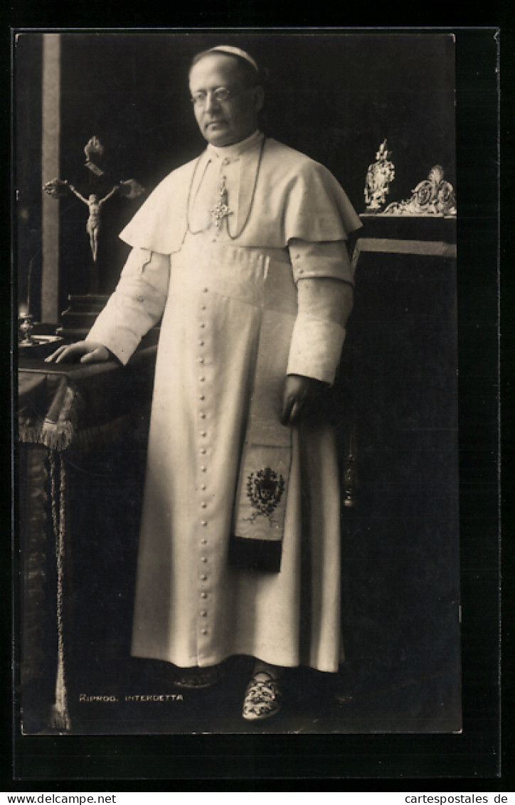 AK Papst Pius XI. In Weisser Soutane  - Papi