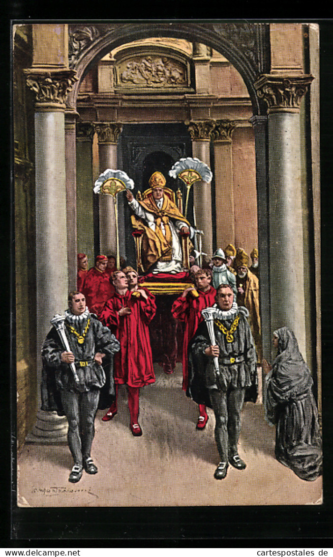 AK San Pietro, Papst Pius XI. In Sedia Gestatoria Si Reca Ad Aprire La Porta Santa 1924  - Popes