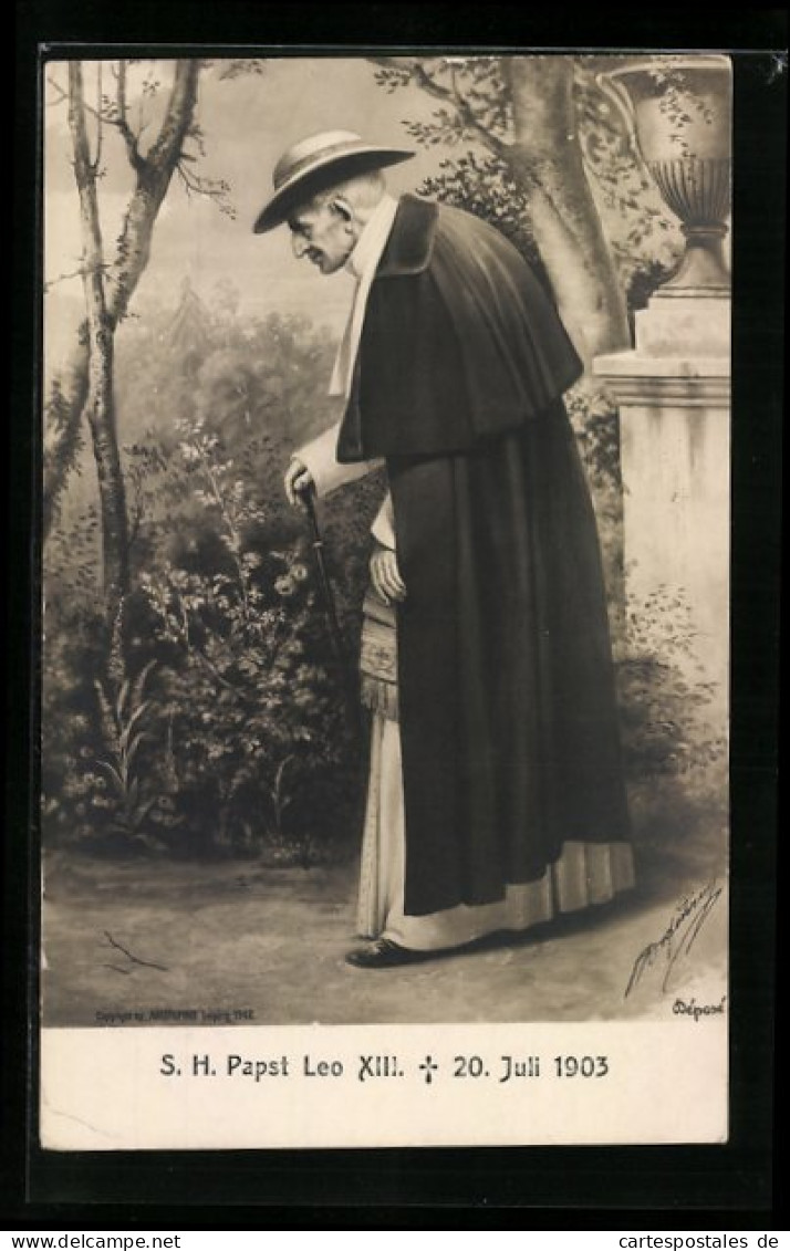 Künstler-AK Papst Leo XIII. Bei Einem Spaziergang  - Papi