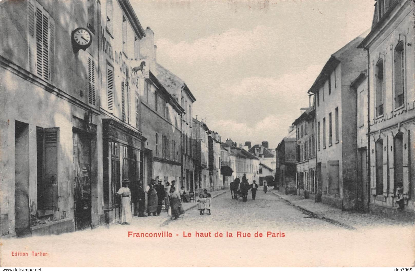 FRANCONVILLE (Val-d'Oise) - Le Haut De La Rue De Paris - Ecrit (2 Scans) Berthaud, 13 Rue Royale à Lyon - Franconville