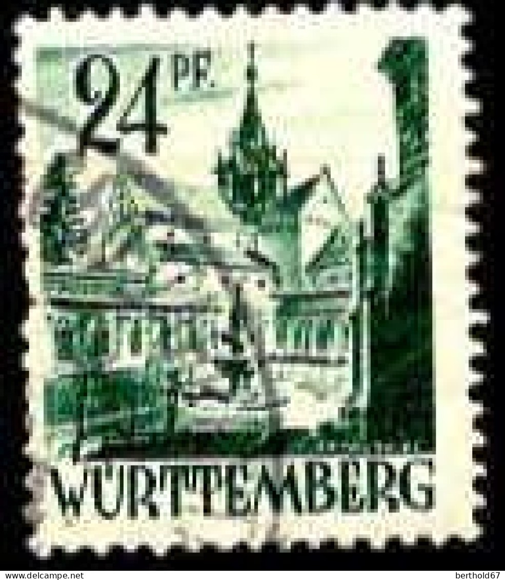 Allemagne ZOF Württemberg Poste Obl Yv:19 Mi:22 Kloster Bebenhausen (Dents Courtes) - Württemberg