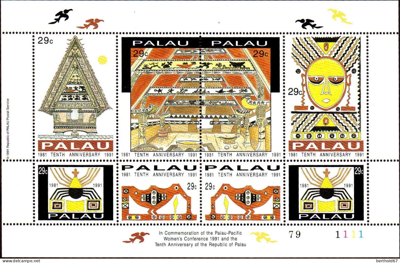 Palau Poste N** Yv: 432/439 10.Anniversaire De La République - Palau