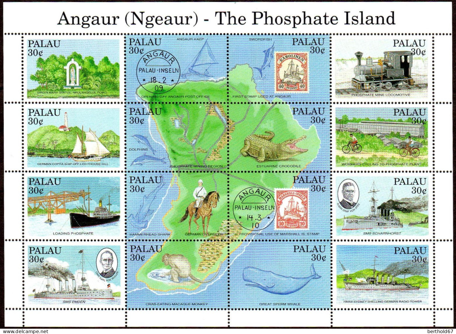 Palau Poste N** Yv: 369/384 Angour L'île Des Phosphates - Palau