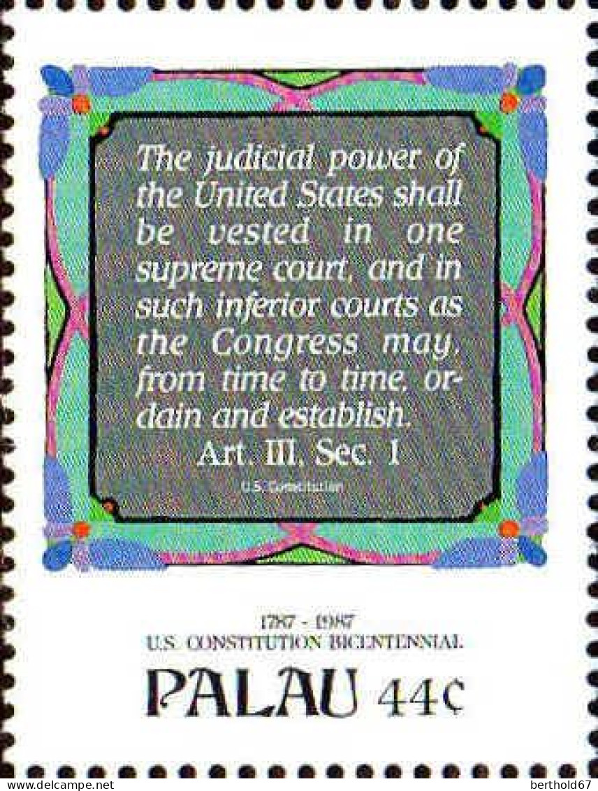 Palau Poste N** Yv: 179/187 Bicentenaire de la Constitution des Etats-Unis Bord de feuille Bande de 3