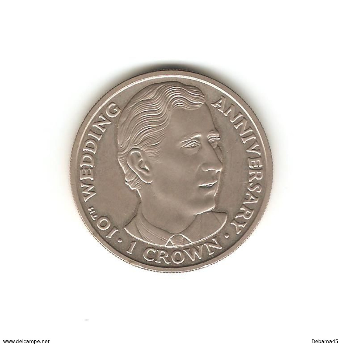 512/ ILE DE MAN : Elizabeth II : 1 Crown 1991 (copper-nickel - 28.65 Grammes) 10ème Anniversaire De Mariage - Eiland Man