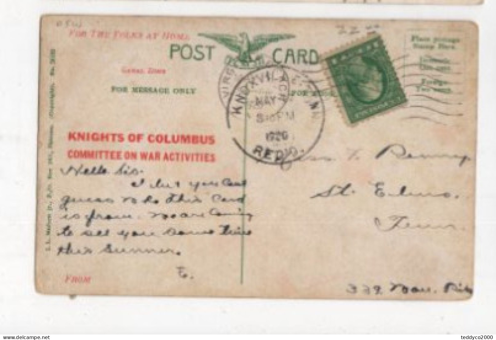 CANAL ZONE KNIGHTS OF COLUMBUS COMMITTEE ON WAR ACTIVITIES 1920 - Other & Unclassified