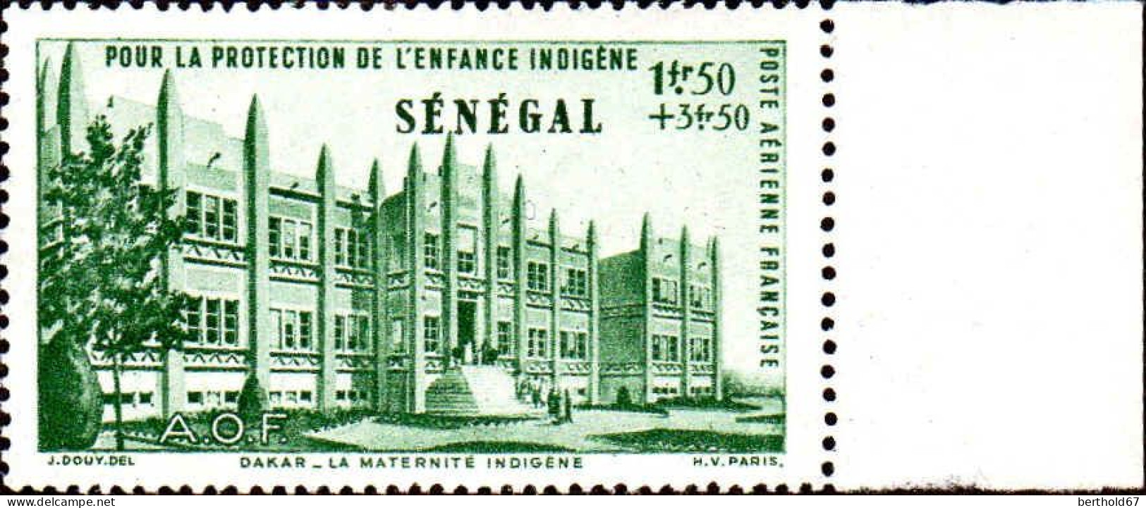 Sénégal Avion N** Yv:18 Mi:201 Dakar La Maternité Bord De Feuille - Poste Aérienne