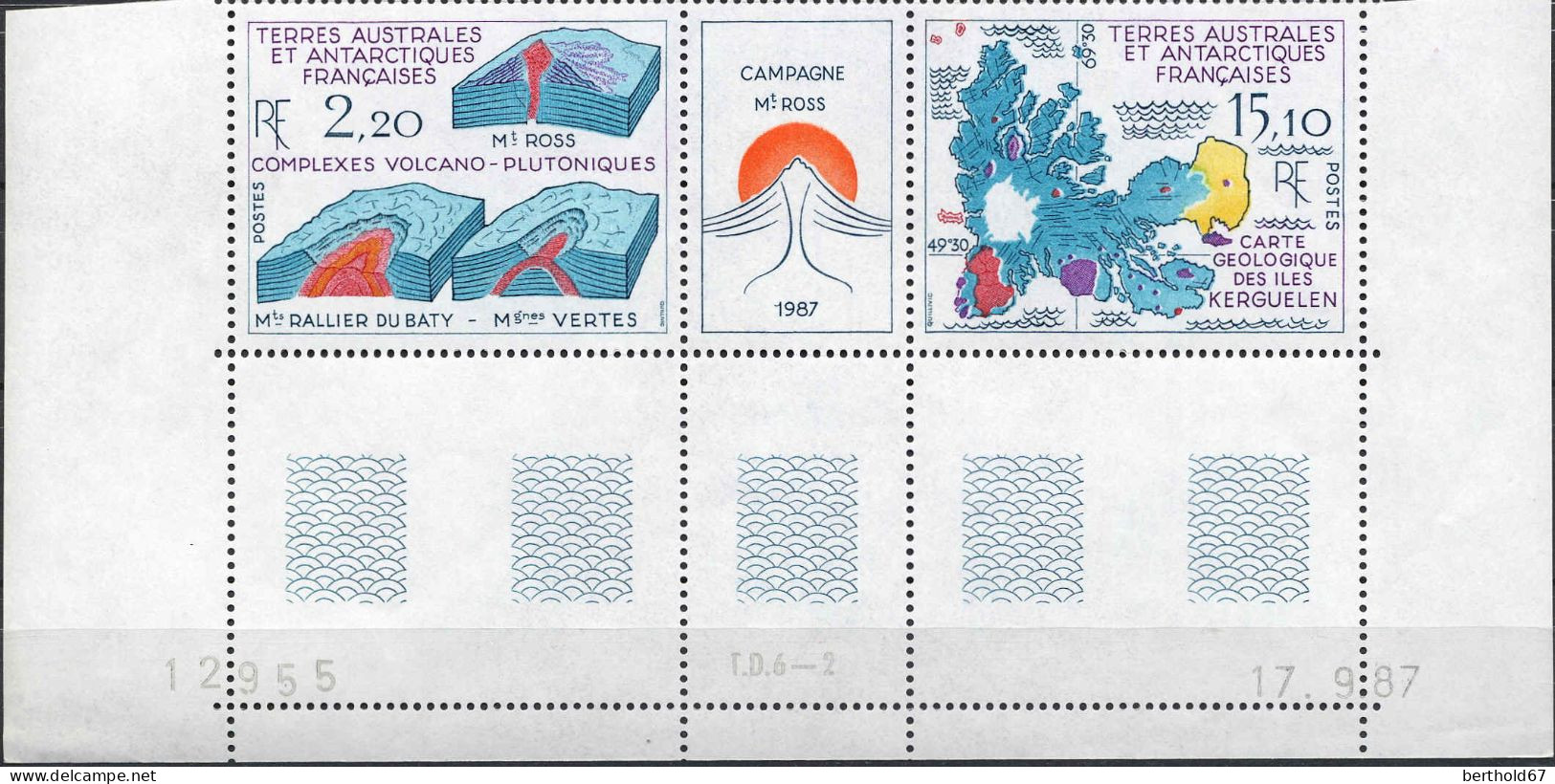 TAAF Poste N** Yv:139A Mi:243A Campagne Mt Ross Coin D.feuille Daté 17-09-87 - Nuevos