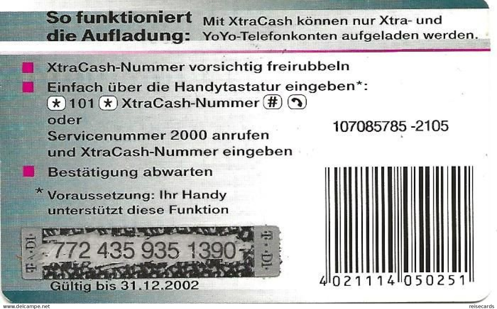 Germany: Reload Xtra Cash - Cellulari, Carte Prepagate E Ricariche