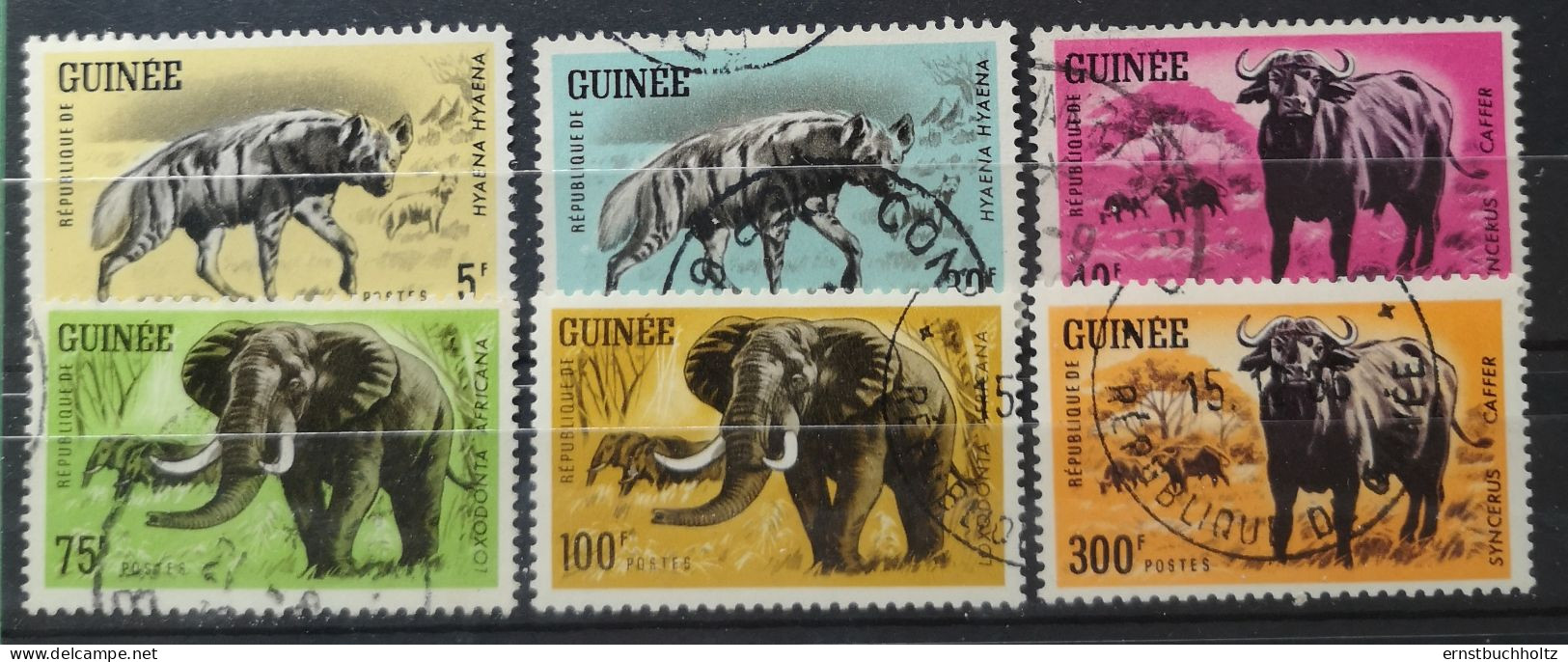 Guinea 1964 Elefanten Büffel Hyänen Mi 247/52 1v** 5v° - Guinée (1958-...)