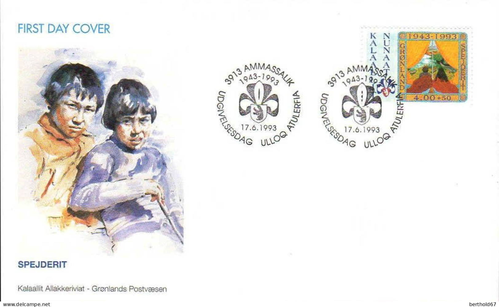 Groenland Poste Obl Yv:225 Mi:237 Spejderit Ammasalik 17.6.1993 Fdc - Used Stamps