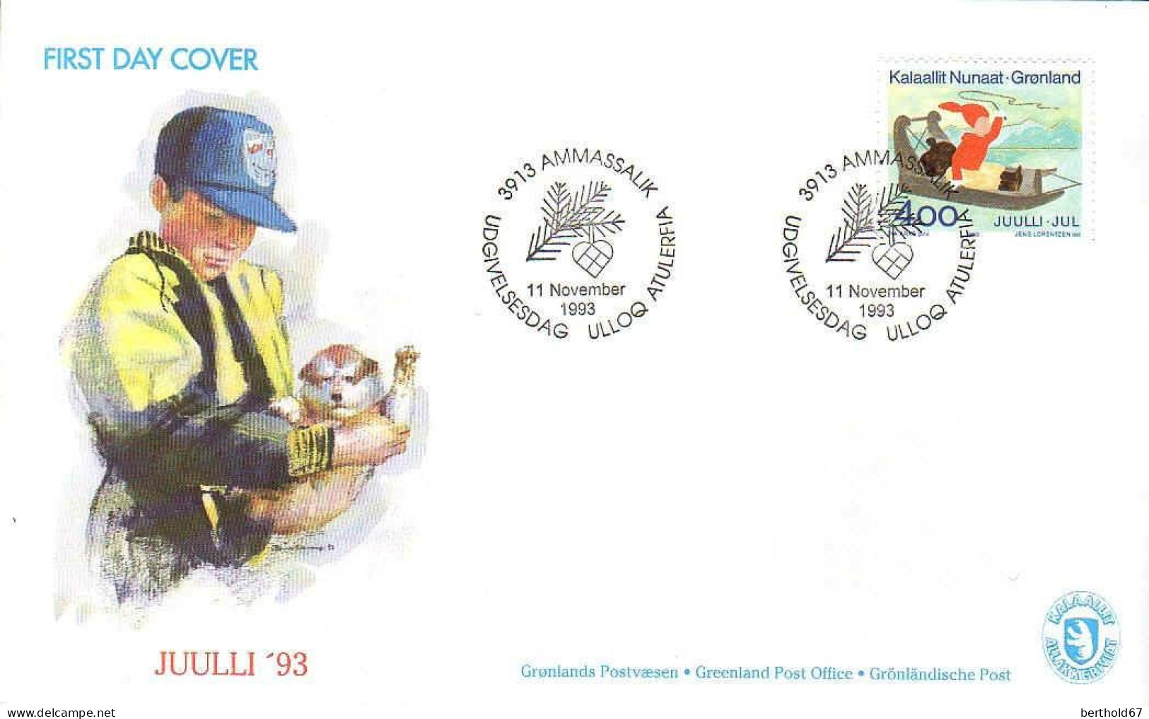 Groenland Poste Obl Yv:230 Mi:242 Juulli.Jul Ammasalik 11-11-1993 Fdc - Used Stamps