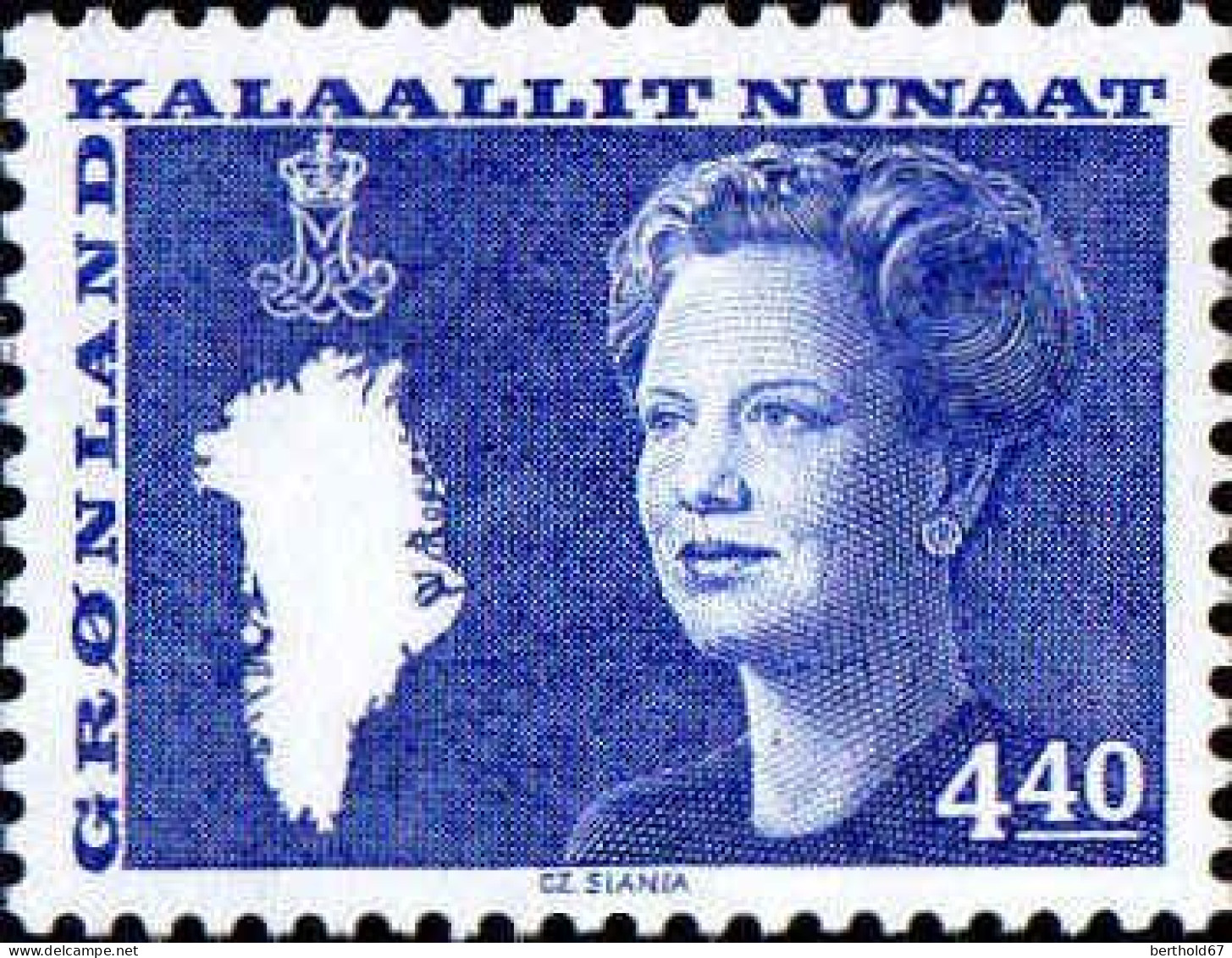 Groenland Poste N** Yv:178 Mi:190 Margrethe II Carte & Couronne - Unused Stamps