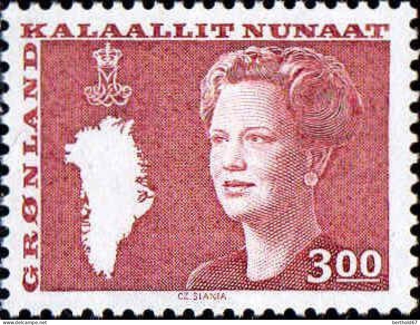 Groenland Poste N** Yv:167 Mi:179 Margrethe II Carte & Couronne - Unused Stamps