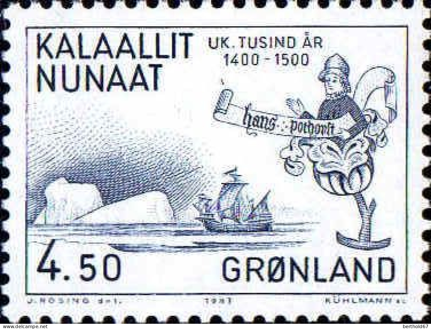 Groenland Poste N** Yv:133 Mi:145 Uk.Tusind år 1400-1500 Hans Pothorit - Nuovi