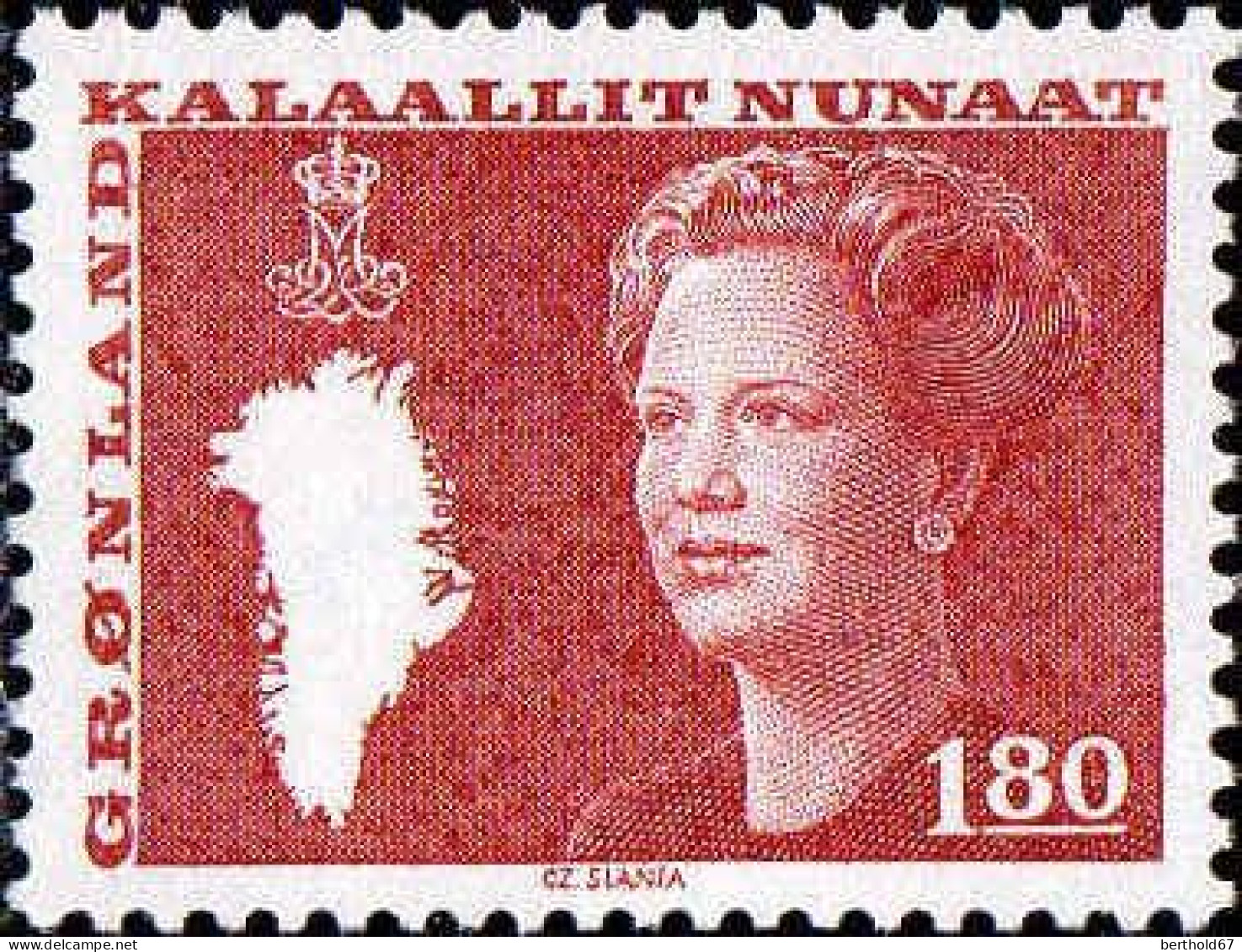 Groenland Poste N** Yv:123 Mi:135 Margrethe II Carte & Couronne - Neufs