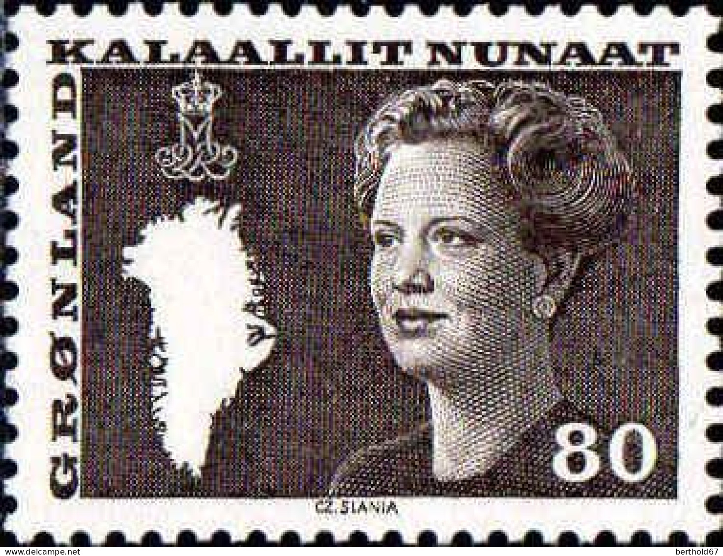 Groenland Poste N** Yv:108 Mi:120 Margrethe II Carte & Couronne - Nuevos