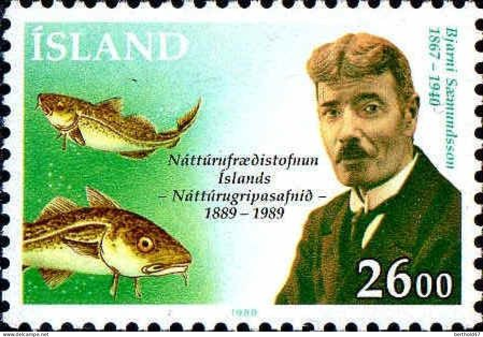 Islande Poste N** Yv:664 Mi:711 Bjarni Saemundsson Naturaliste - Nuovi