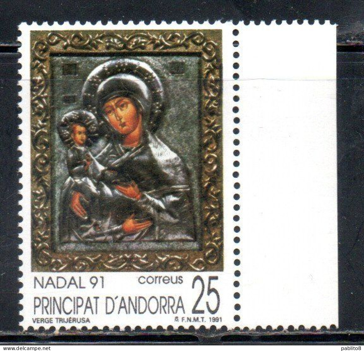 ANDORRE PRINCIPAT ANDORRA 1991 CHRISTMAS NATALE NOEL WEIHNACHTEN NAVIDAD 25p MNH - Unused Stamps