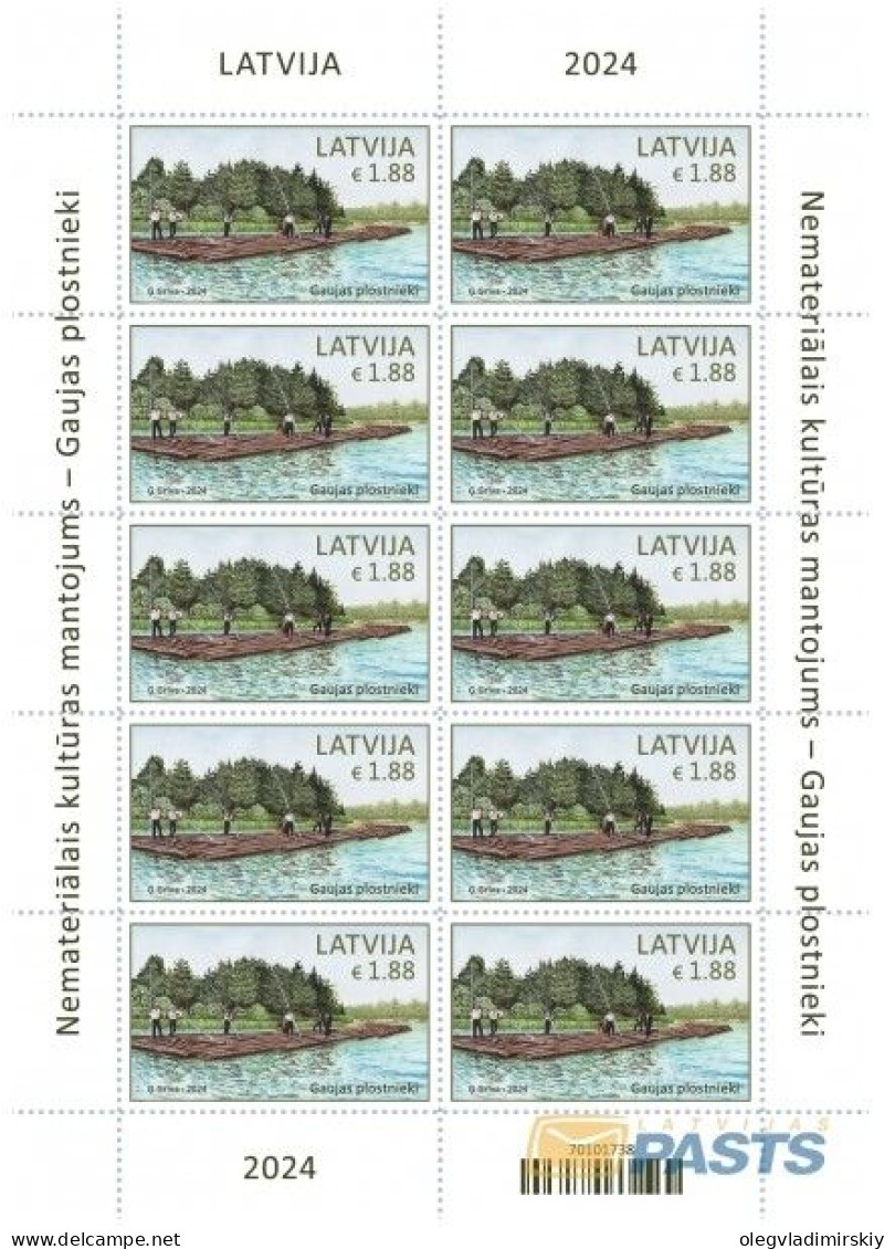 Latvia Lettland Lettonie 2024 Intangible Cultural Heritage Rafters Of Gauja Sheetlet MNH - Disfraces