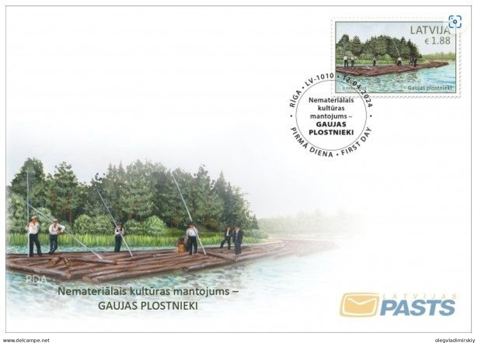 Latvia Lettland Lettonie 2024 Intangible Cultural Heritage Rafters Of Gauja FDC - Disfraces