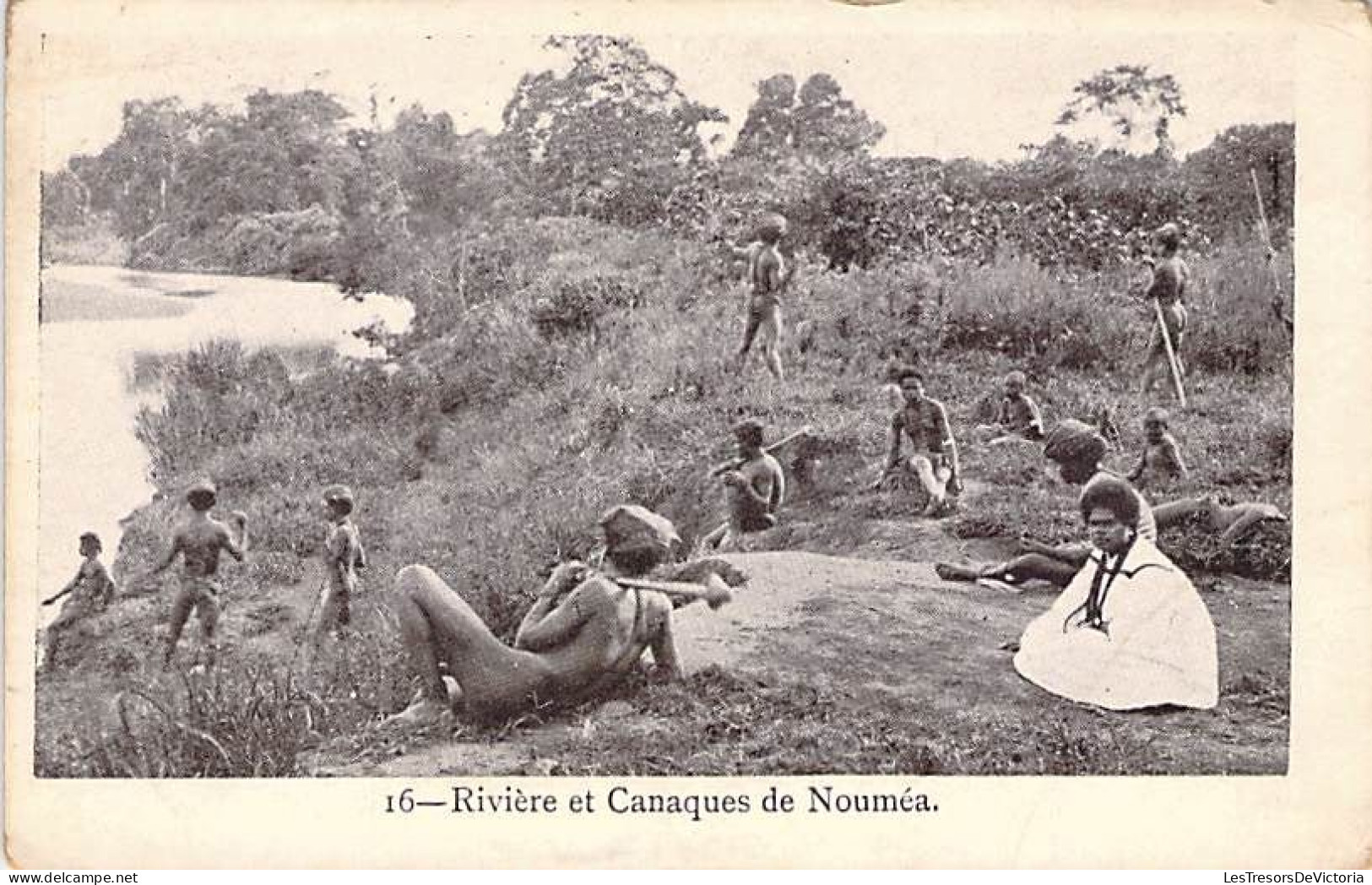 Nouvelle Calédonie - Rivière Et Canaques De Nouméa - Animé - Carte Postale Ancienne - Nouvelle-Calédonie