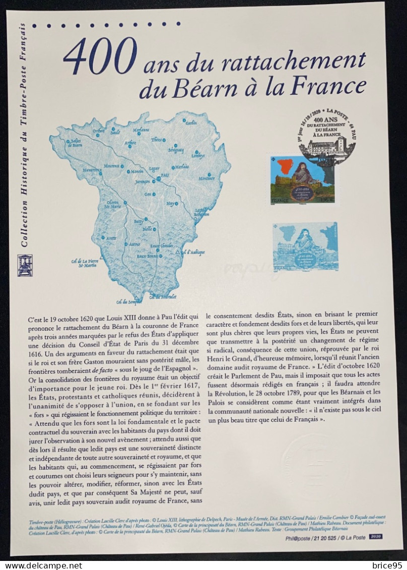 France - Document Philatélique - Premier Jour - FDC - YT N° 5434 - Rattachement Du Béarn à La France - 2020 - 2020-…