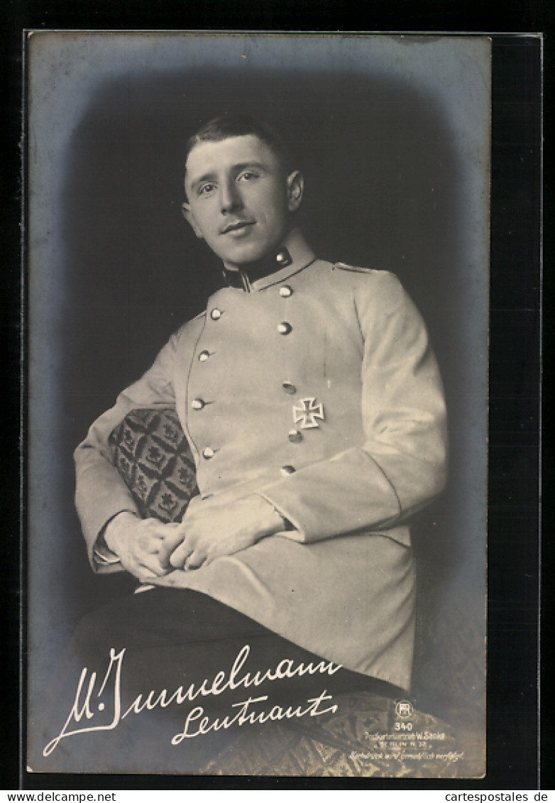 Foto-AK Sanke-Nr. 340, Portrait Leutnant Immelmann In Uniform Mit Orden Eisernes Kreuz  - 1914-1918: 1st War