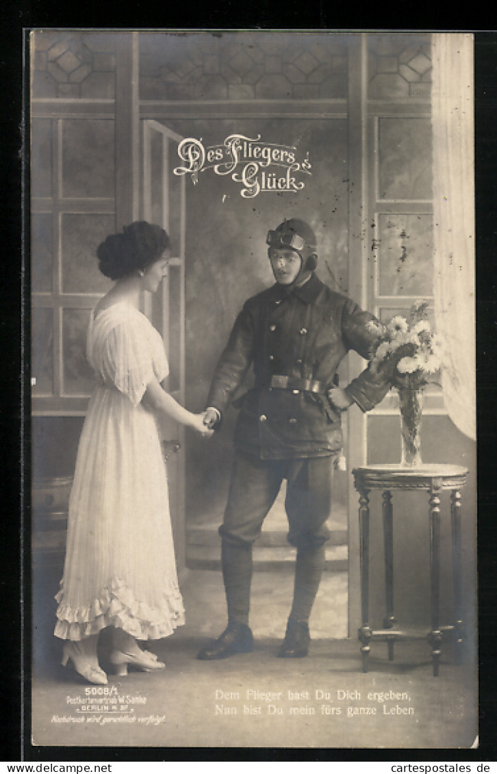 Foto-AK Sanke Nr. 5008 /1: Flieger In Uniform Mit Seiner Braut  - 1914-1918: 1ère Guerre