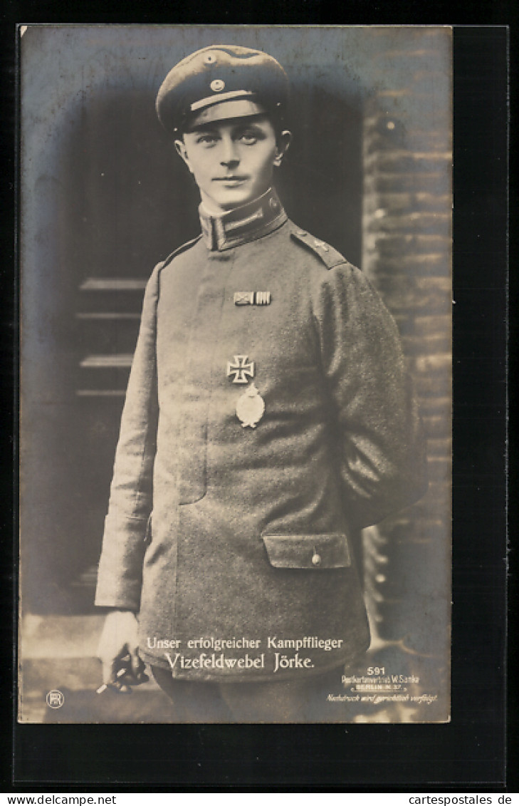 Foto-AK Sanke Nr. 591: Vizefeldwebel Jörke In Uniform Mit Orden  - 1914-1918: 1ère Guerre