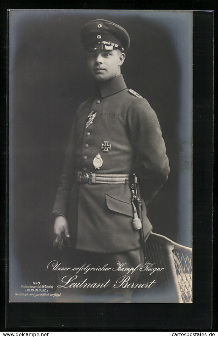 Foto-AK Sanke Nr. 443: Leutnant Bernert In Uniform Mit Orden  - 1914-1918: 1st War