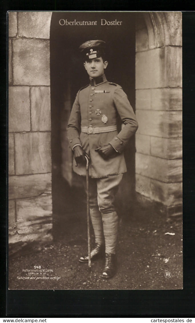 Foto-AK Sanke Nr. 548: Oberleutnant Dostler In Uniform  - 1914-1918: 1st War