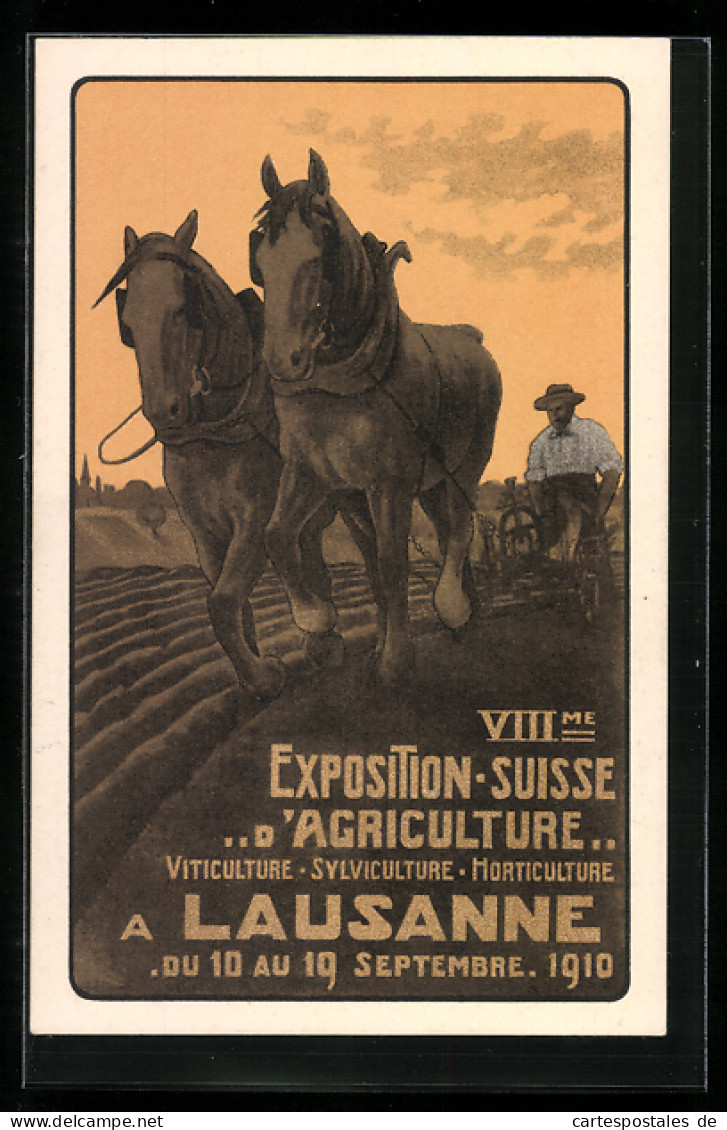 Künstler-AK Lausanne, VIIIme Exposition Suisse D`Agriculture 1910  - Esposizioni