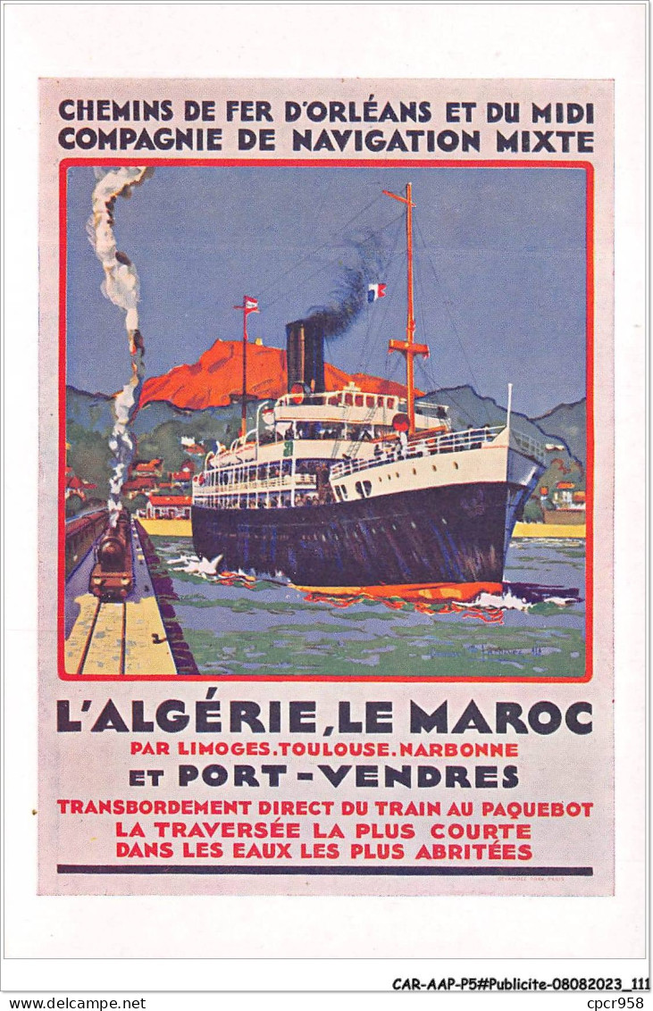 CAR-AAPP5-0389 - PUBLICITE - Transbordement Direct Du Train Au Paquebot - La Traversée La Plus Courte - Publicité