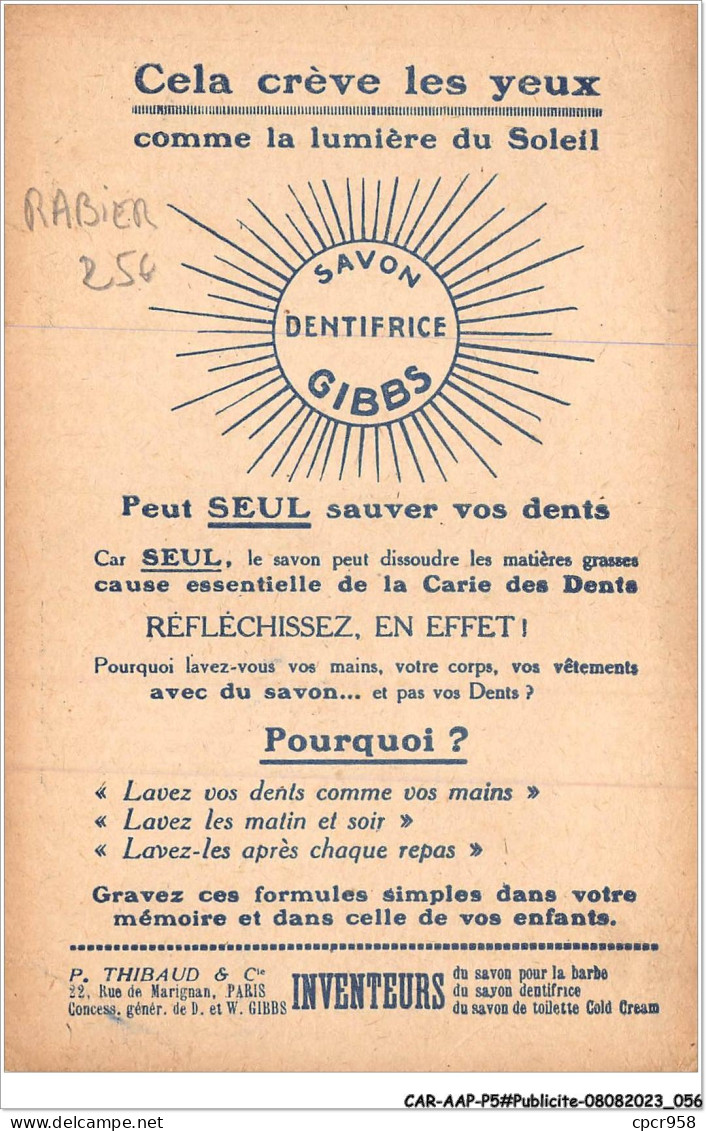 CAR-AAPP5-0361 - PUBLICITE - Les Animaux De "gibbs" - Le Bouc - Publicité