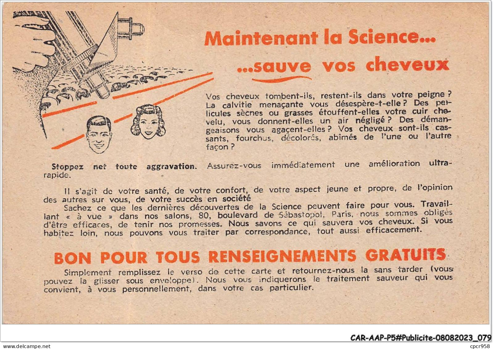 CAR-AAPP5-0373 - PUBLICITE - Maintenant La Science Sauve Vos Cheveux  - Publicité