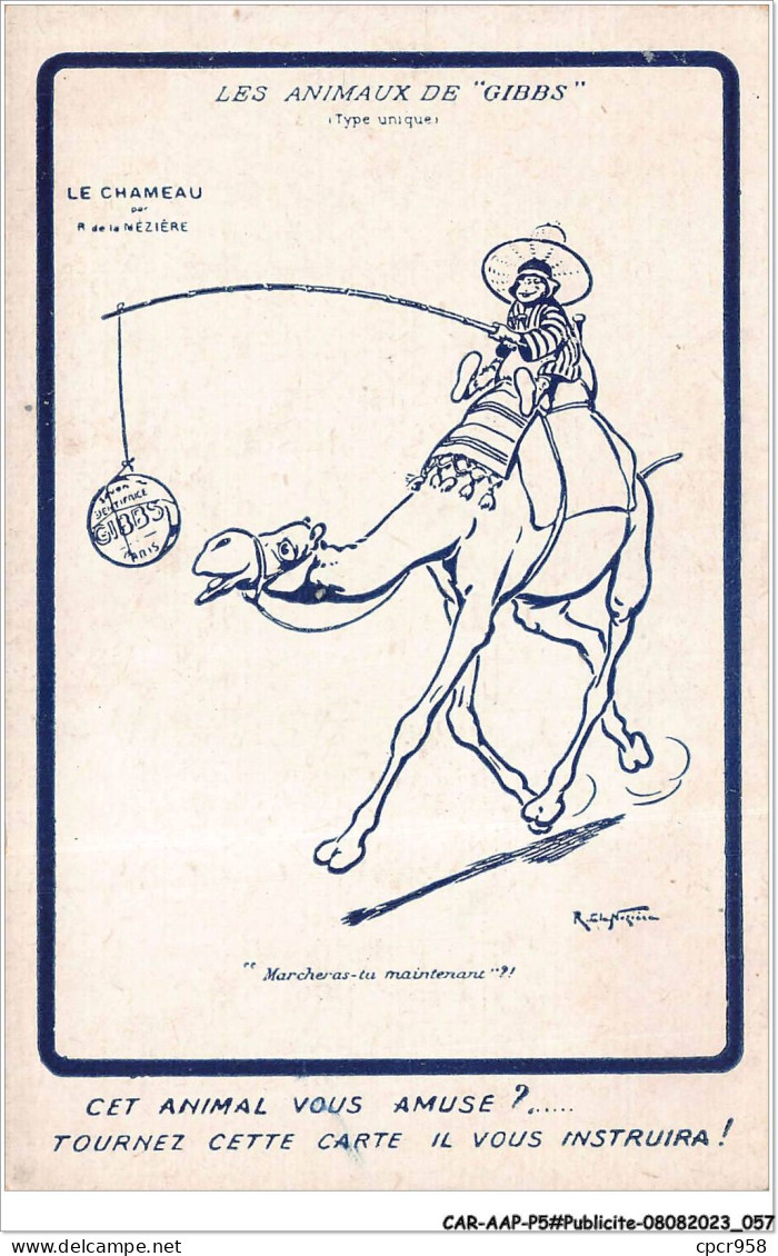 CAR-AAPP5-0362 - PUBLICITE - Les Animaux De "gibbs" - Le Chameau - Publicité