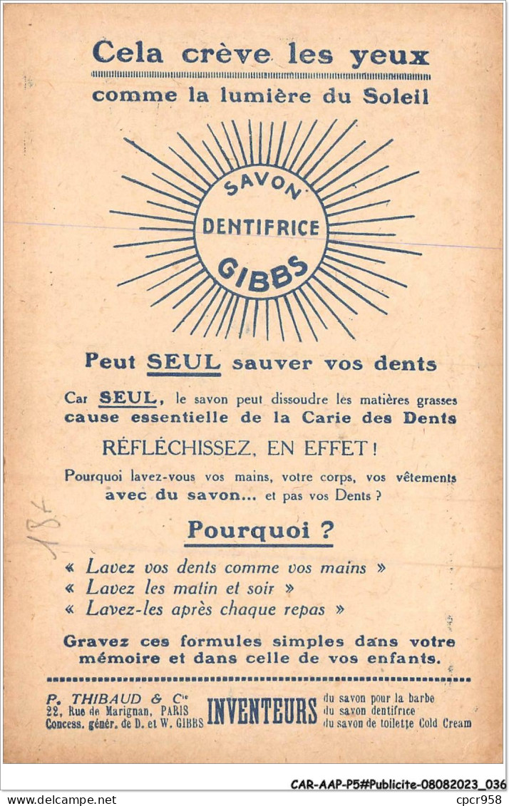 CAR-AAPP5-0351 - PUBLICITE - Les Animaux De "gibbs" - La Tortue - Publicité