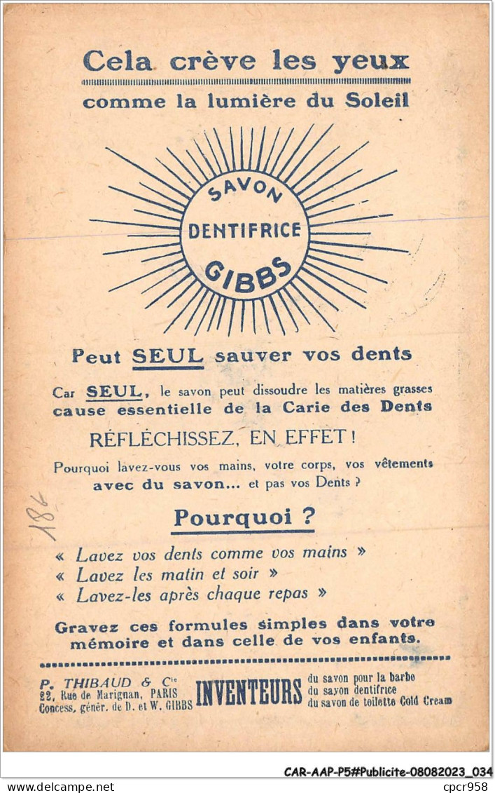 CAR-AAPP5-0350 - PUBLICITE - Les Animaux De "gibbs" - Le Crabe - Publicité