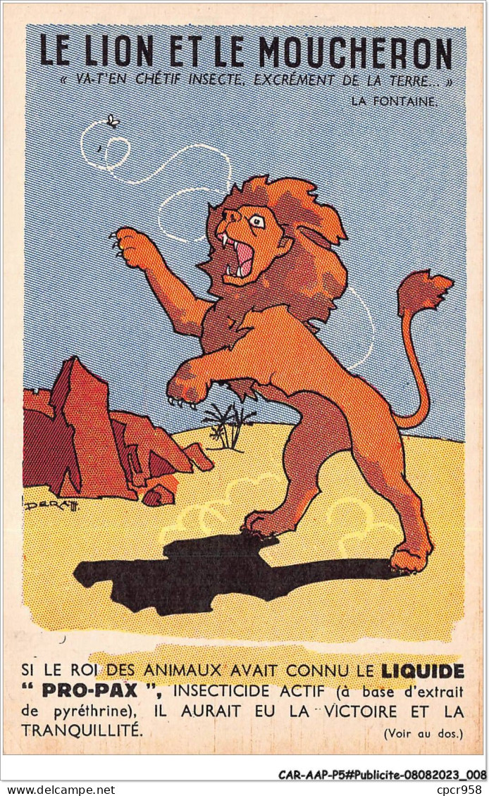 CAR-AAPP5-0337 - PUBLICITE - La Fontaine - Le Lion Et Le Moucheron.PRO PAX - Publicité