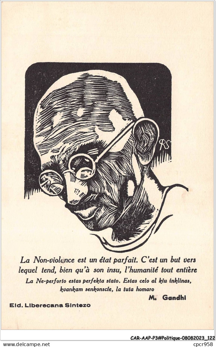 CAR-AAPP3-0228 - POLITIQUE - M Gandhi - La Non-violence Est Un état Parfait - Personnages