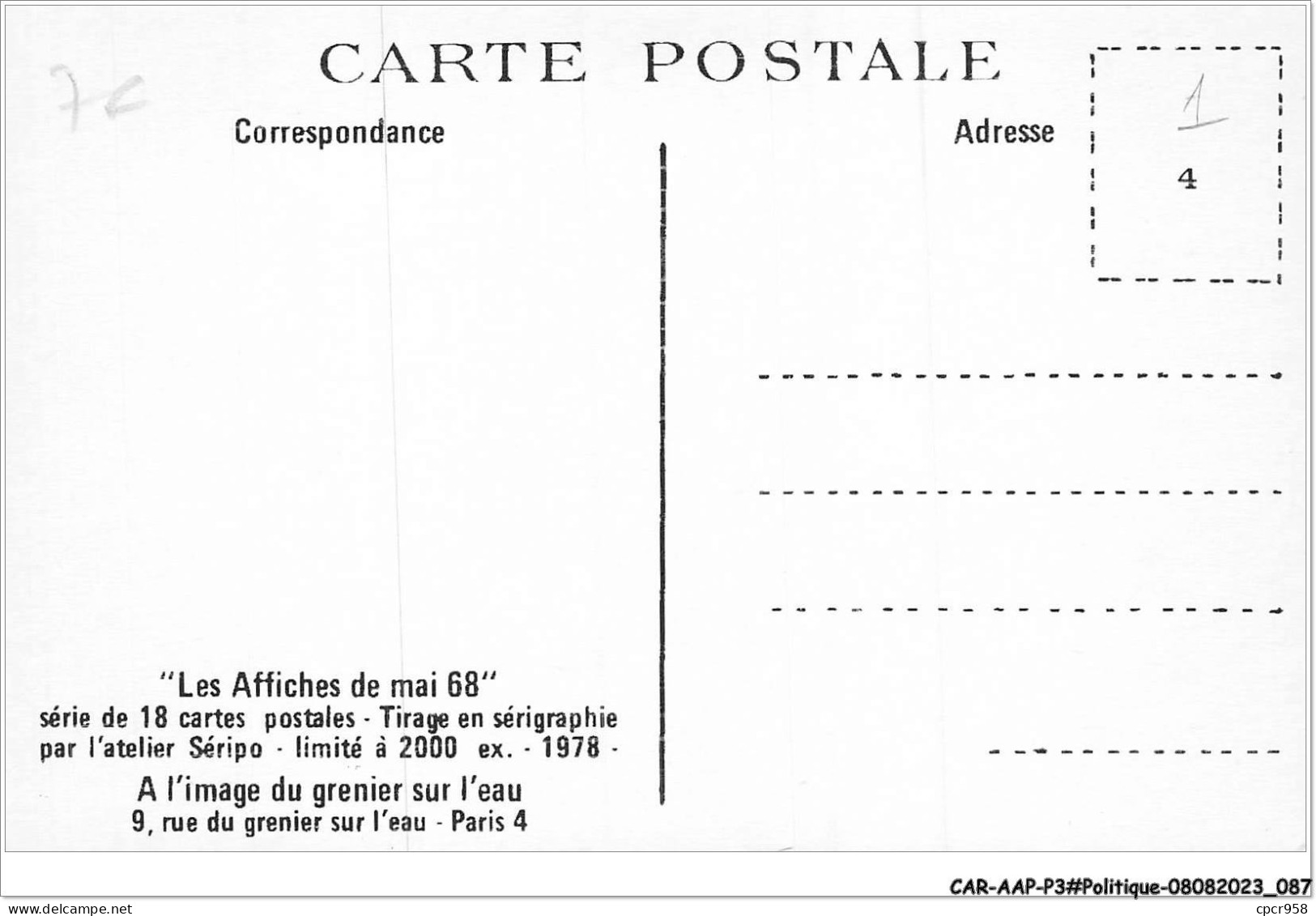 CAR-AAPP3-0210 - POLITIQUE - Sois Jeune Et Tais Toi - Ereignisse