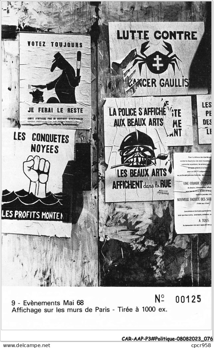 CAR-AAPP3-0205 - POLITIQUE - Evènements Mai 68 - Affichage Sur Les Murs De Paris - Ereignisse