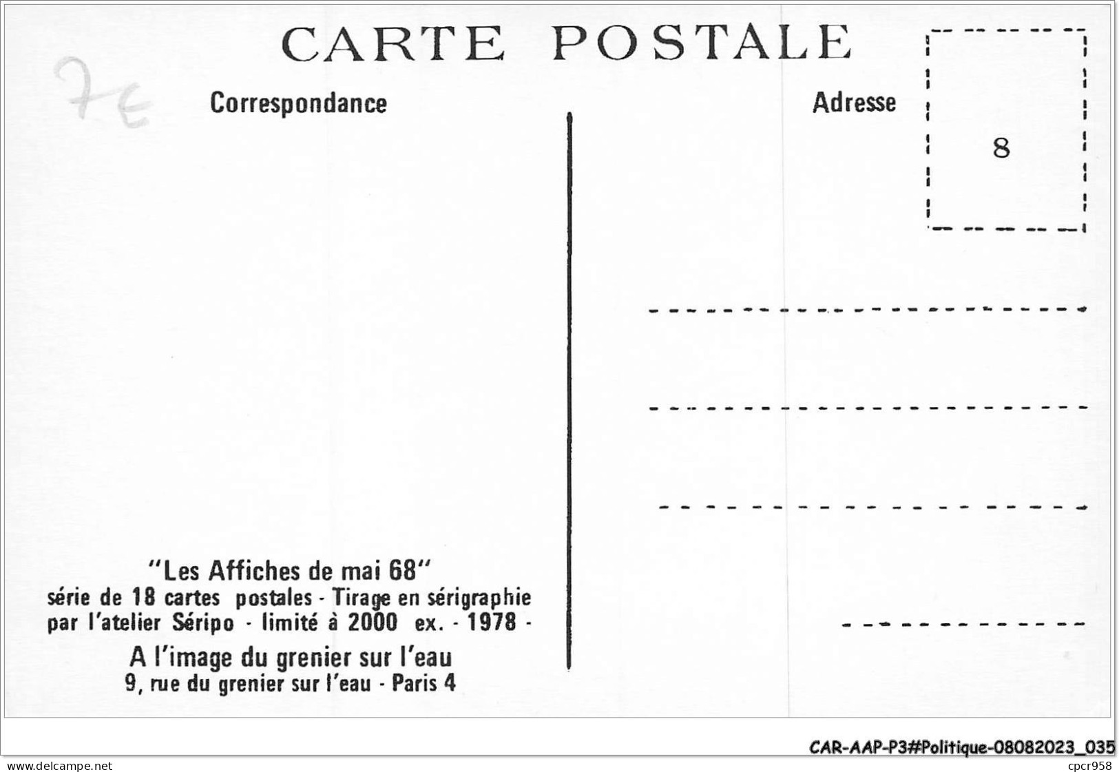 CAR-AAPP3-0184 - POLITIQUE - Les Affiches De Mai 68 - Pouvoir Populaire - Partis Politiques & élections