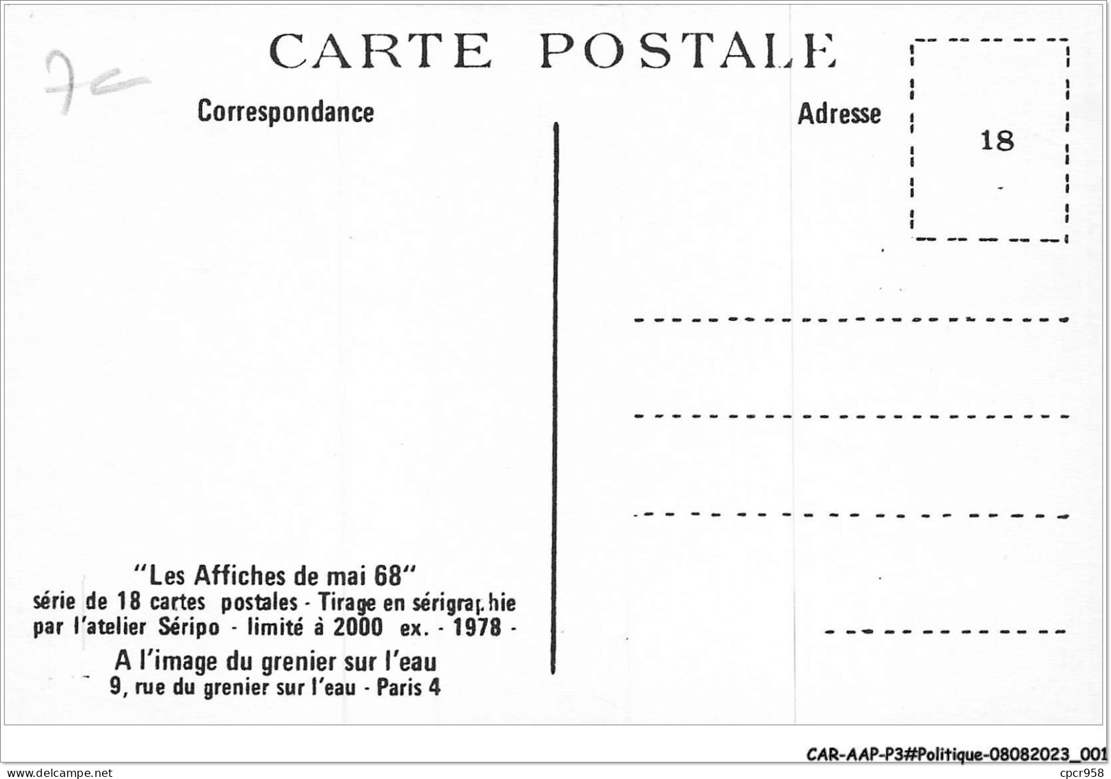 CAR-AAPP3-0167 - POLITIQUE - Les Affiches De Mai 68 - Retour à La Normale - Partiti Politici & Elezioni