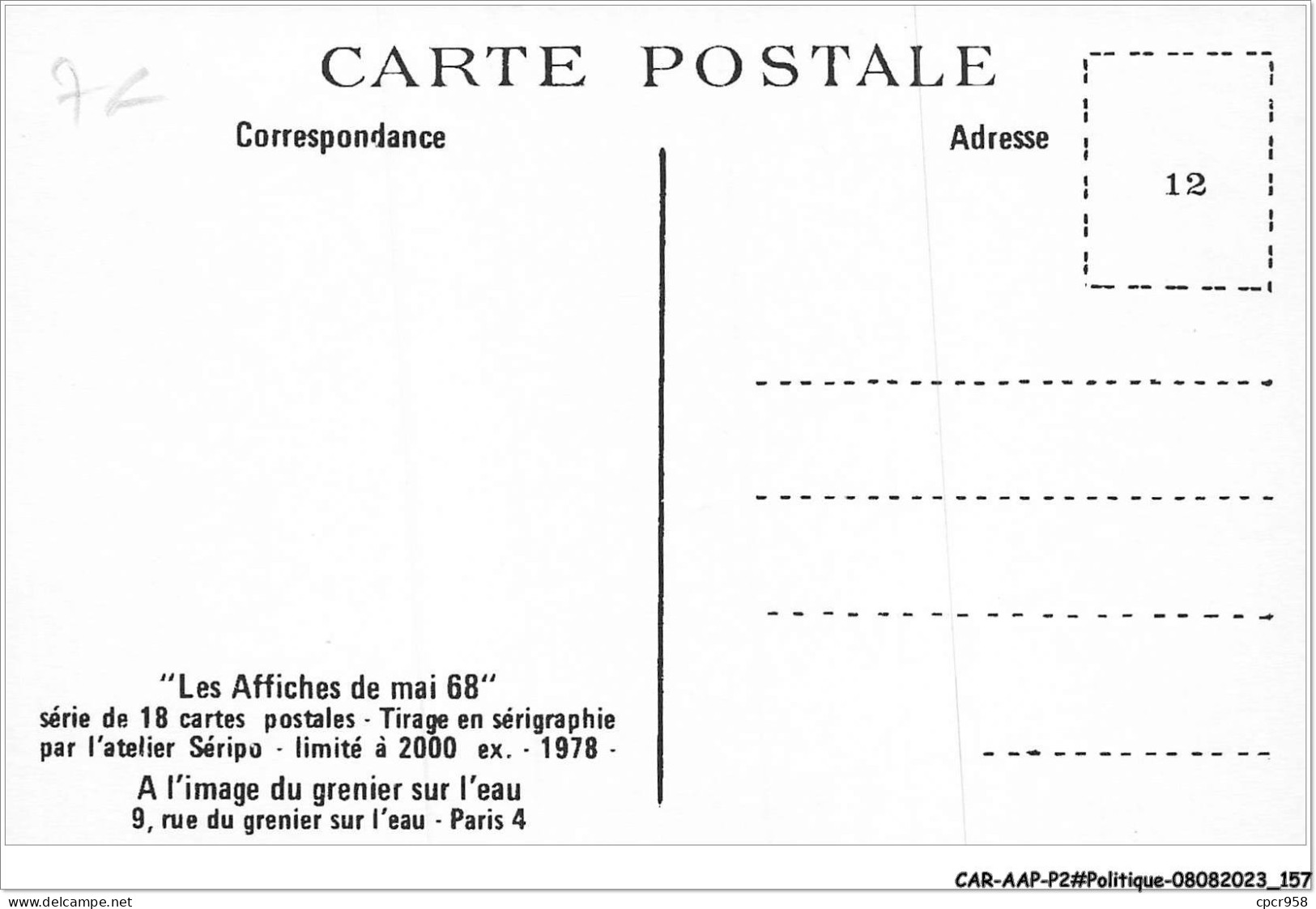 CAR-AAPP2-0161 - POLITIQUE - Les Affiches De Mai 68 - Unité Ouvriers Paysans - Parteien & Wahlen