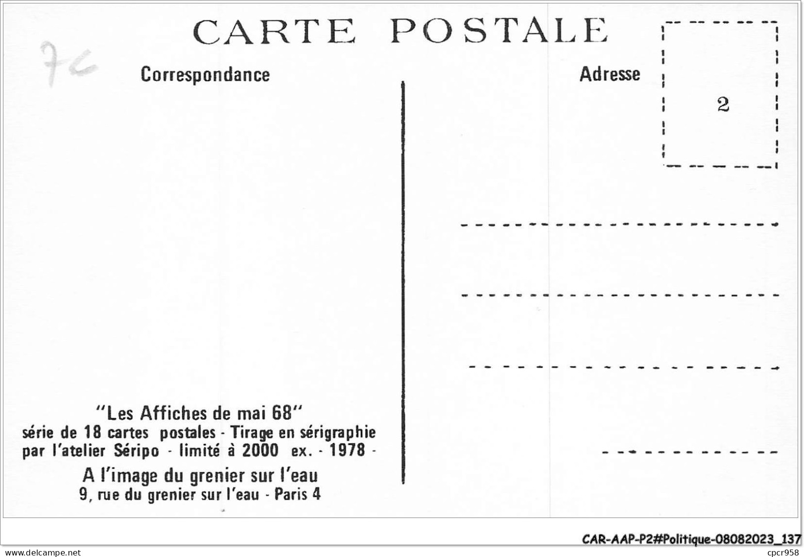 CAR-AAPP2-0151 - POLITIQUE - Les Affiches De Mai 68 - Information Libre - Partiti Politici & Elezioni