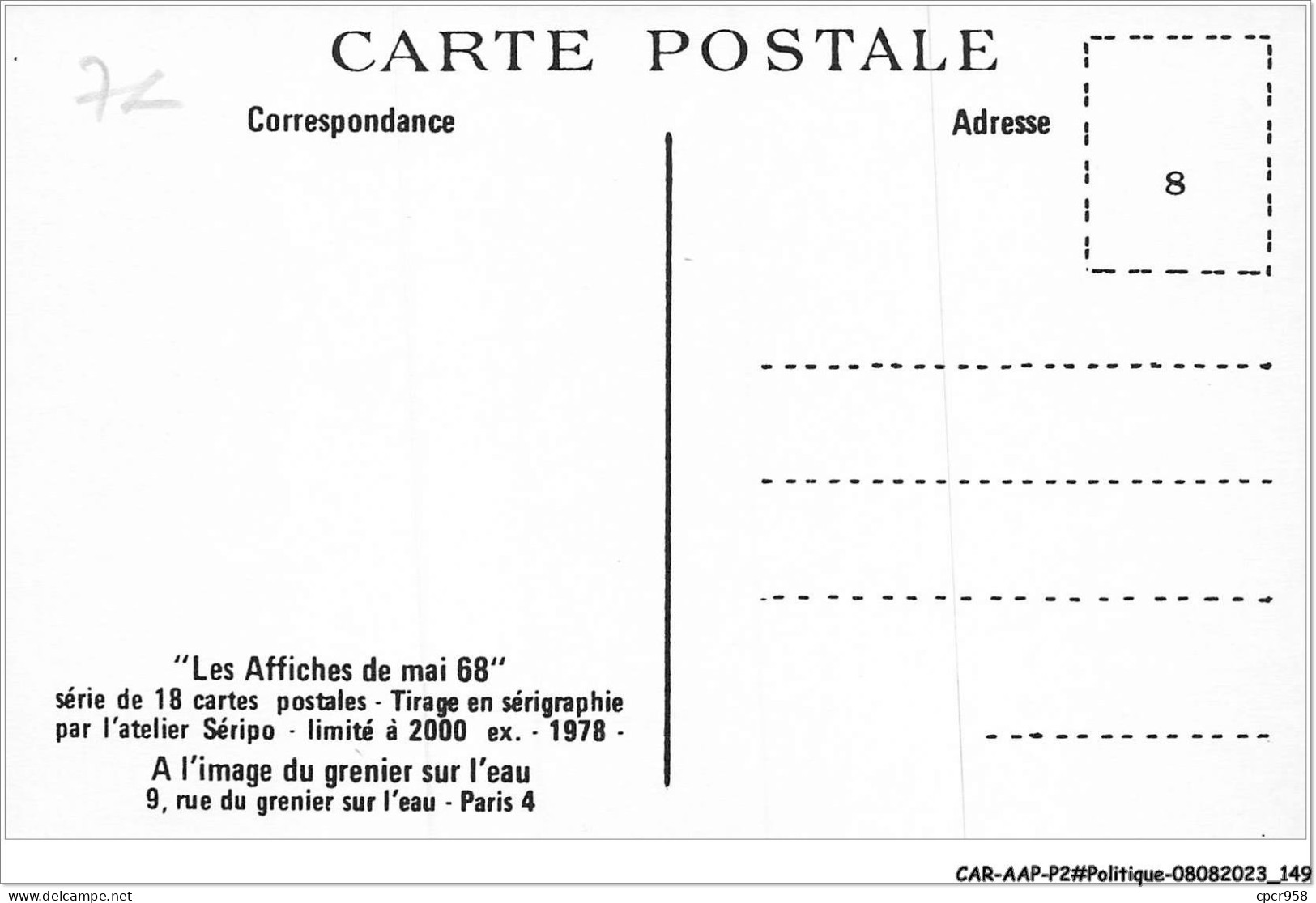 CAR-AAPP2-0157 - POLITIQUE - Les Affiches De Mai 68 - Pouvoir Populaire - Partiti Politici & Elezioni